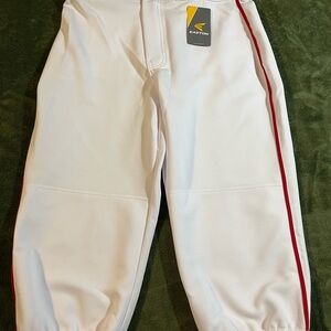 Easton white with red stripe baseball pants size adult large (33”-34”).